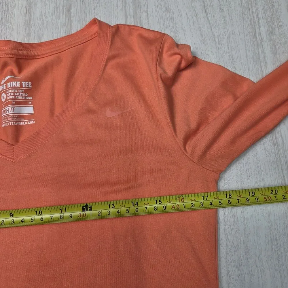 Nike Dri-FIT Womens Lot 2 Long Sleeve V-Neck Athletic T-Shirt Sz M Gray Orange